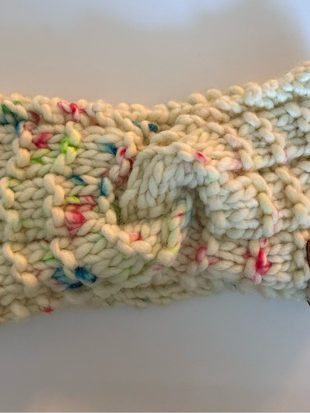 Cream Knit Headband with Multicolor Speckles